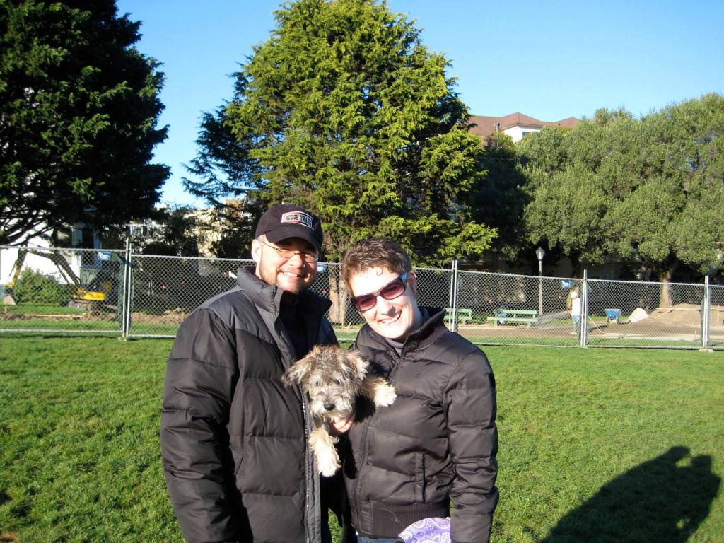 Drago, Magnus and Jen at a park.